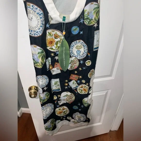 New! FARM RIO Souvenir Wave Midi Linen Dress 🧳☀️🌊 XS NWT! - Picture 13 of 16